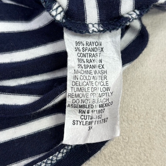 Fig & Olive Plus Size 3X Roll Tab Sleeve Top Navy Blue White Stripe Yellow Shirt - Picture 13 of 13